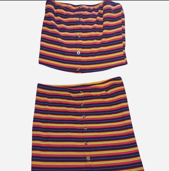 Rainbow Striped Ribbed Skirt Set - Picture 2 of 12